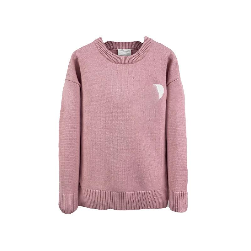 High-Quality Red Heart Peach Loose Pullover Couple Sweater