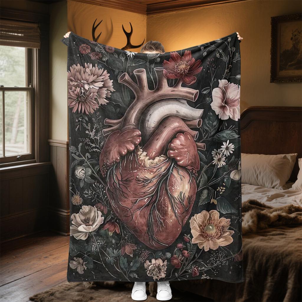 1PC Floral Animal Heart Blanket Soft Comfortable All Seasons Perfect Sofa Office Travel Home Gift Idea