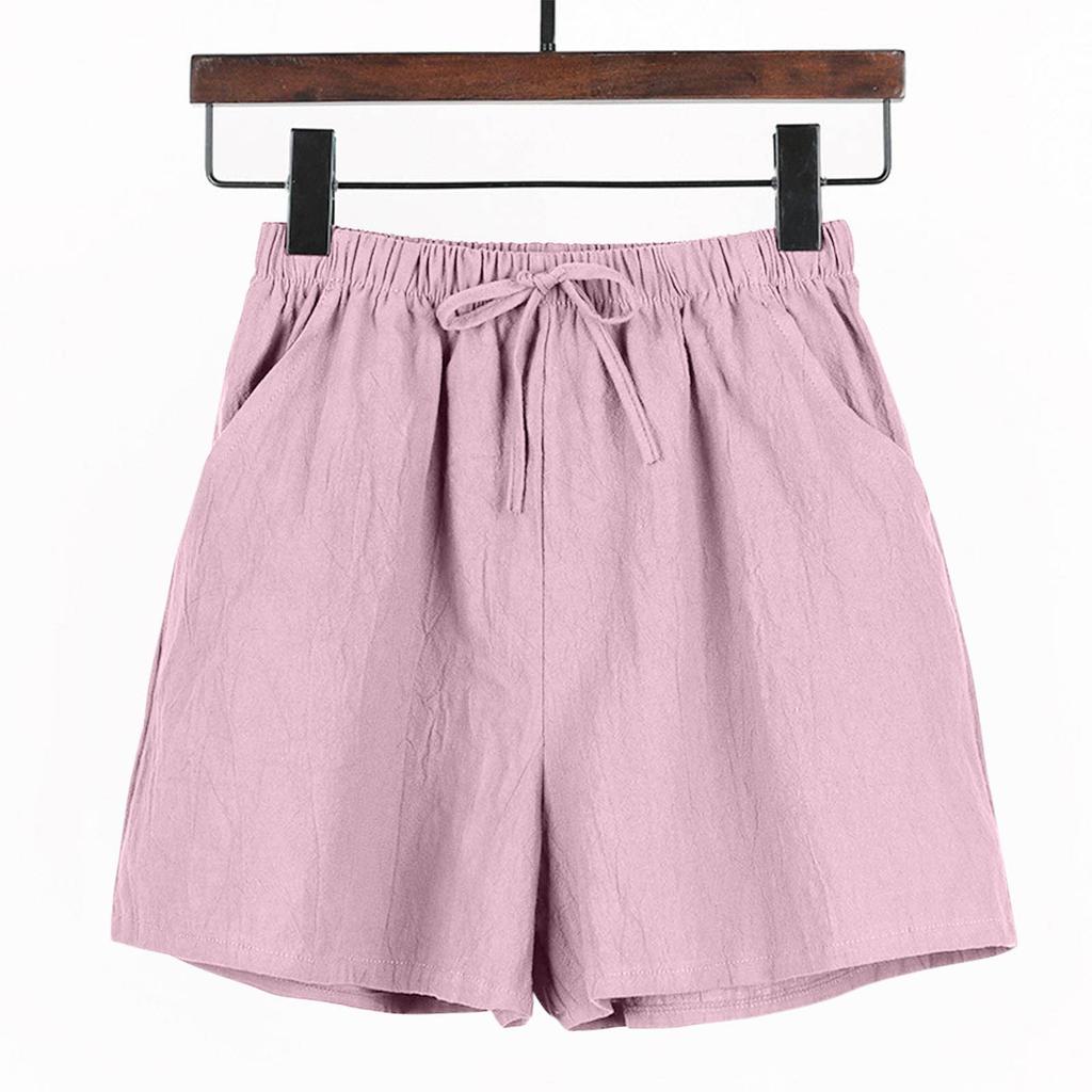 Casual Shorts High Waisted Cotton Hemp Straight Leg Wide Leg Pants