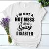 Im A Spicy Disaster Print T Shirt Korean Vintage Streetwear Y2k Clothes Summer Fashion Harajuku Women Clothing Trendy Tee Shirt