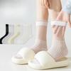 Ladies Spring and Summer Thin Cotton Lace Ballet Style Mesh Hollow Breathable Boneless Tube Stack Socks
