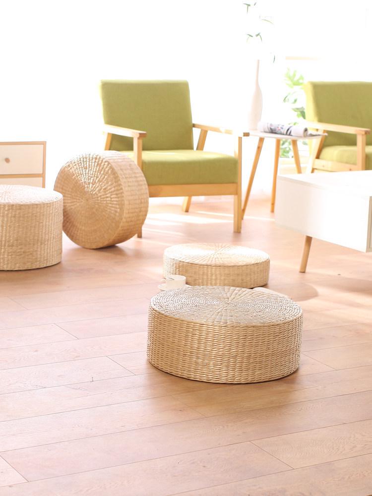 Zazen Meditation Tatami Cushion: Woven Straw Seat for Yoga, Tea Ceremony, and Buddha Worship.