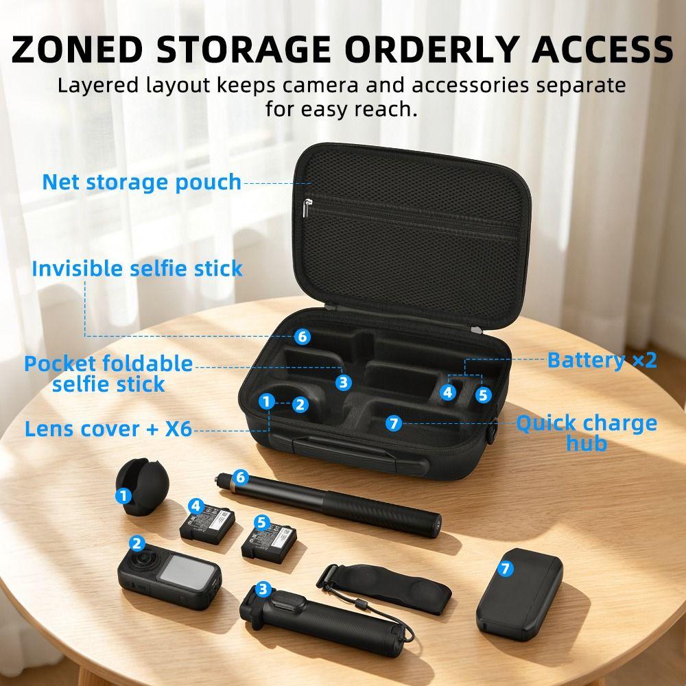 Carry Handle Camera Carrying Case Organizer Pouch for Insta360 X6 Action Camera Accessories