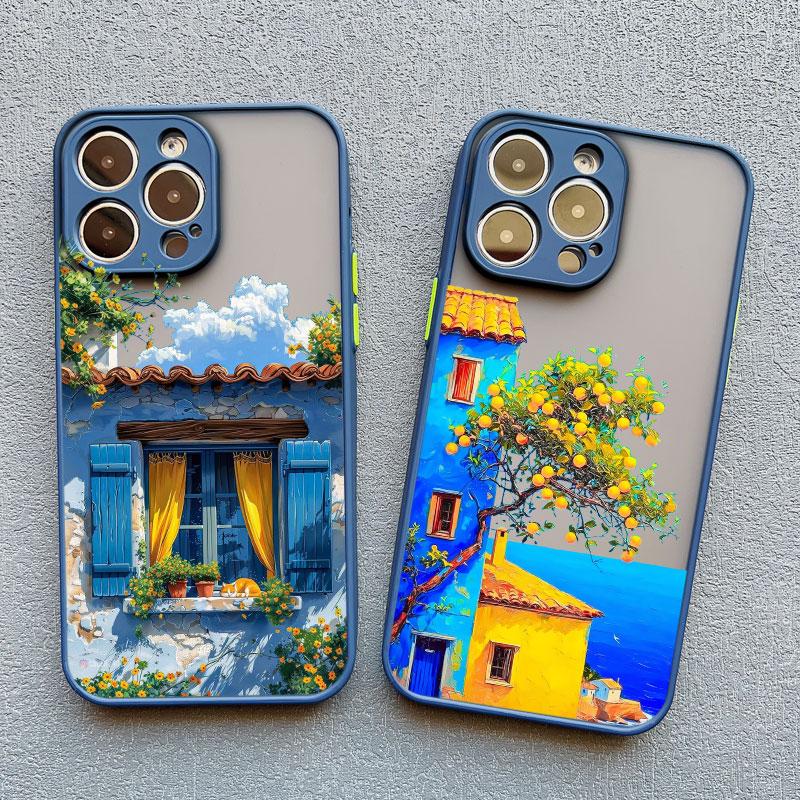 Чехол для телефона с ручной росписью «Домашний пейзаж» для iPhone 13 12 11 Pro Max Mini 15 14 7 8 Plus Pro Max SE2 X XR XS Ударопрочный матовый чехол
