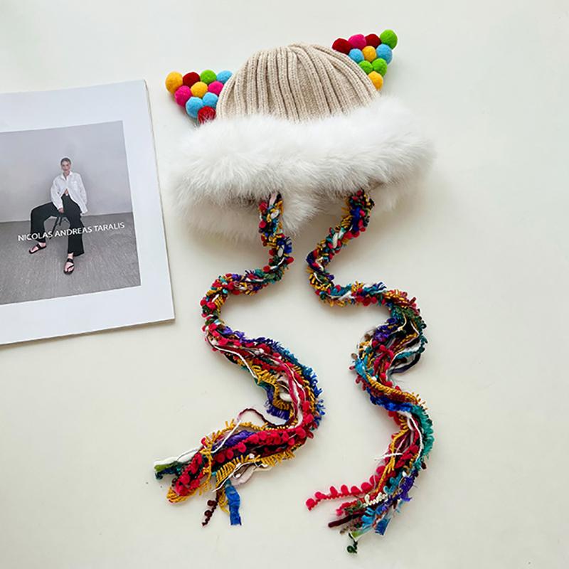 Милые медвежьи ушки Тедди флис вязаный разноцветный пуловер шапка для женщин зимние теплые защитные наушники Able Straps шапки-бомберы