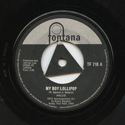 7-дюймовая пластинка MILLIE - My Boy Lollipop TF710 Fontana 1964 Неизвестно Регги, Ска и Даб Б/У