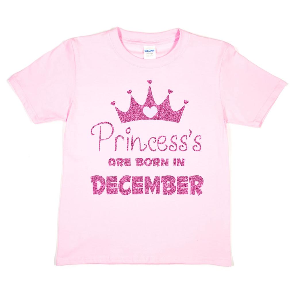 Princess's Born In December Birthday Girls T-shirt Tops Tees Unisex Funny Birthday Present Gift