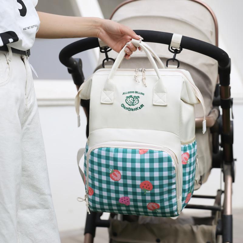 Модная сумка для мамы с клубничным принтом, большая вместительная сумка для хранения детских вещей, легкий многофункциональный рюкзак