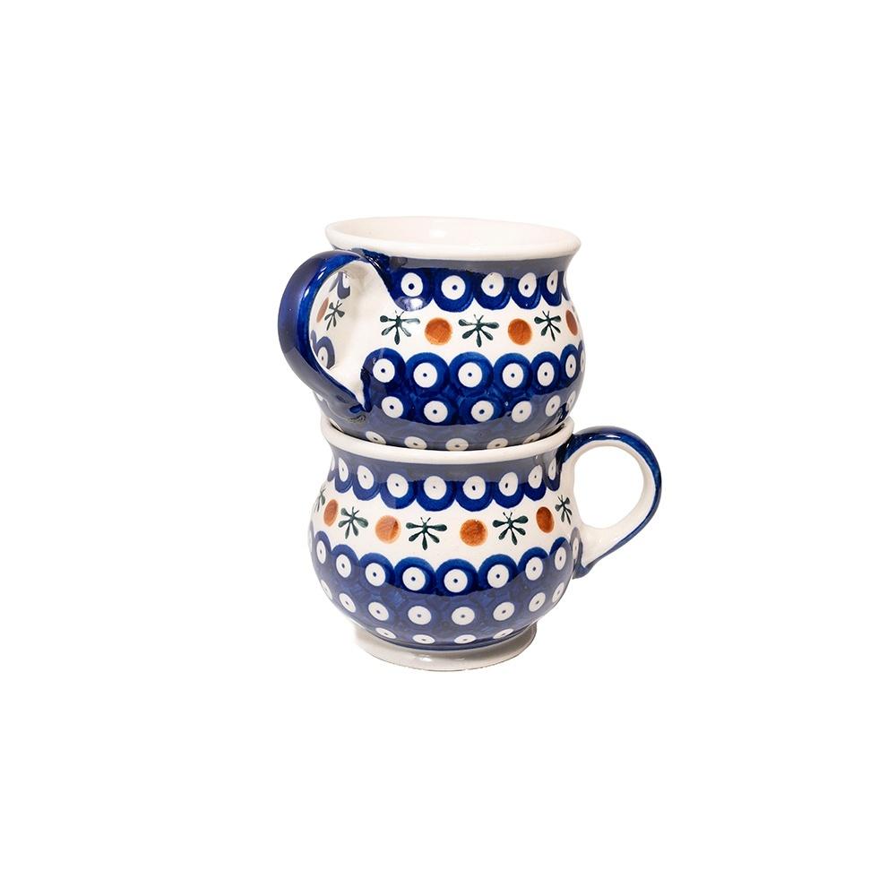 Ceramics Bolesławiec (AC) coffee and tea set, k2 pattern, with barrels