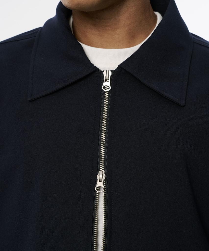 CODEMORPH Wool-Like Two-Way Zip-Up Harrington Jacket Navy