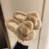 Rabbit Ears Fluffy Slippers Women Wear Ins Tide 2025 Autumn and Winter New Internet Celebrity Thick Bottom Cotton Mop Home One-word Mop