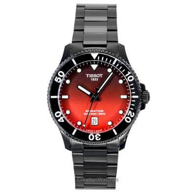 SeaStar 1000 Нержавеющая сталь Красный и черный циферблат Кварц T120.410.33.421.00 300M Мужские часы