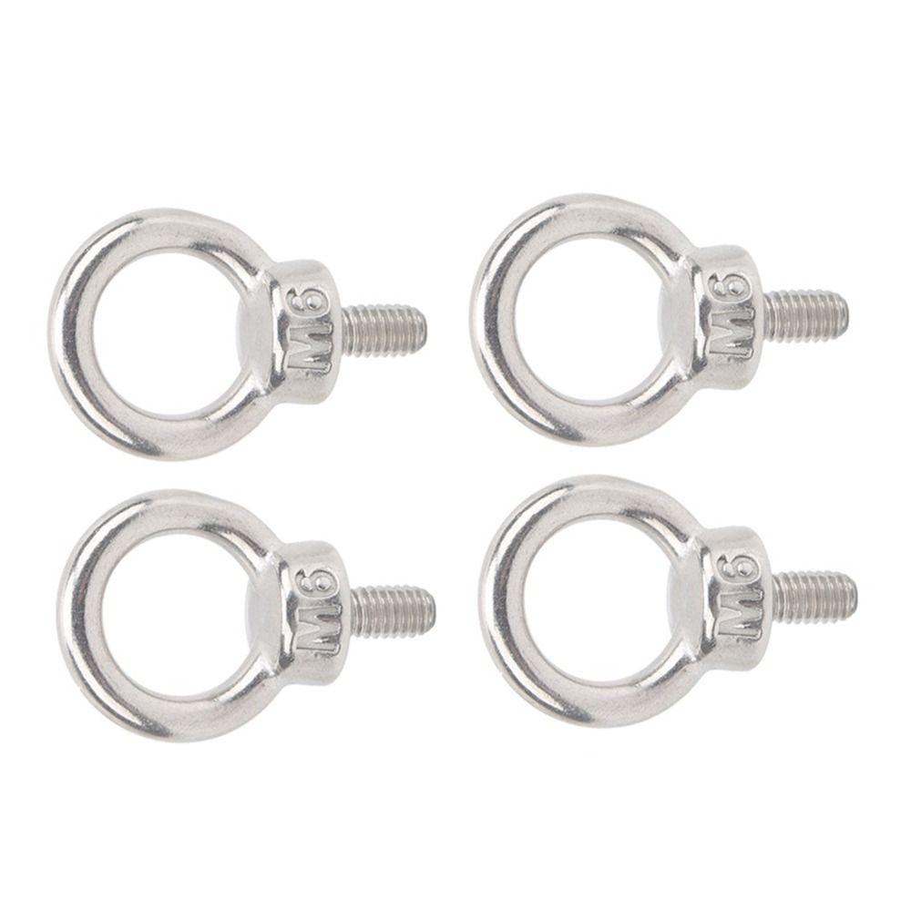 4pcs Durable Lifting Eye Bolts M6 Metric Thread Eye Ring Bolts Fastener Accessory Parts  Marine Use