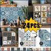 24PCS  Creative Kitchen Tile Stickers Waterproof Mandala Flowers Tile Paste Self-adhesive Wallpaper Bedroom Decoration Stickers