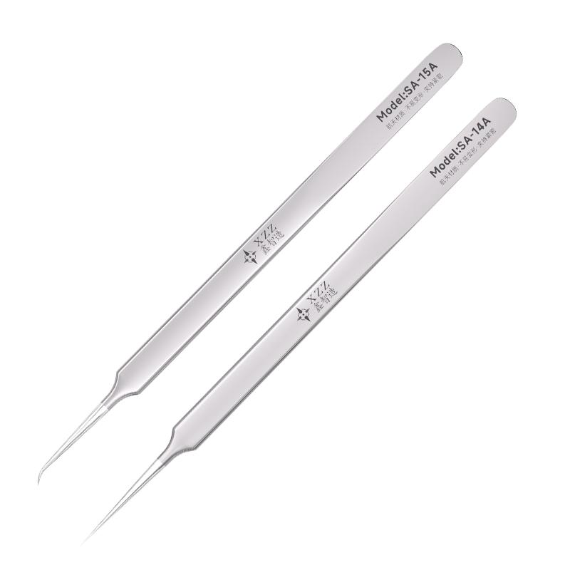 XZZ SA-14/15A Precision Tweezers 0.01mm Ultra Sharp Stainless Steel Tweezers Anti-Corrosion for Mobile Phone Repair Electronics