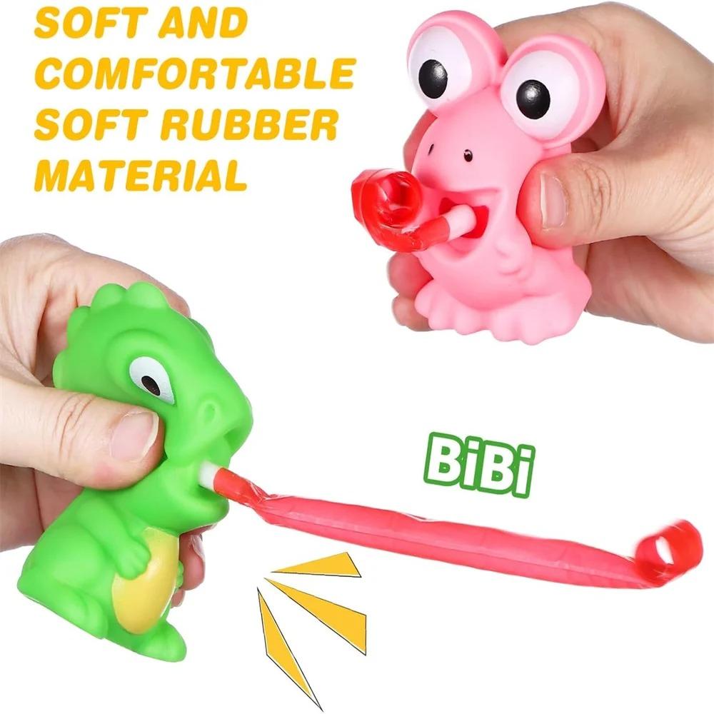 Stress Relief Frog & Dinosaur Toys - Tongue-Sticking Squeeze Pop-Up Toys, Funny Screaming Party Favors & Anxiety Gifts for All A