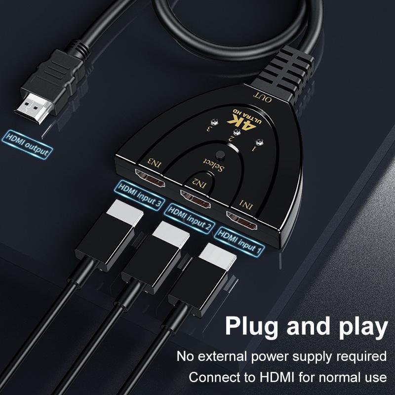 Переключатель HDMI 4K*2K Коммутатор-сплиттер 1080P Концентратор 3-в-1 HDMI-совместимый кабель HD 1080P Видеокоммутатор для DVD HDTV Xbox PS3 PS4