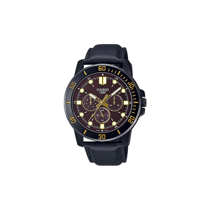 Casio Серия STANDARD классический простой изысканный модный спортивный стиль красный водонепроницаемый кварцевый механизм кожаный ремешок японский и корейский MTP-VD300BL-5E