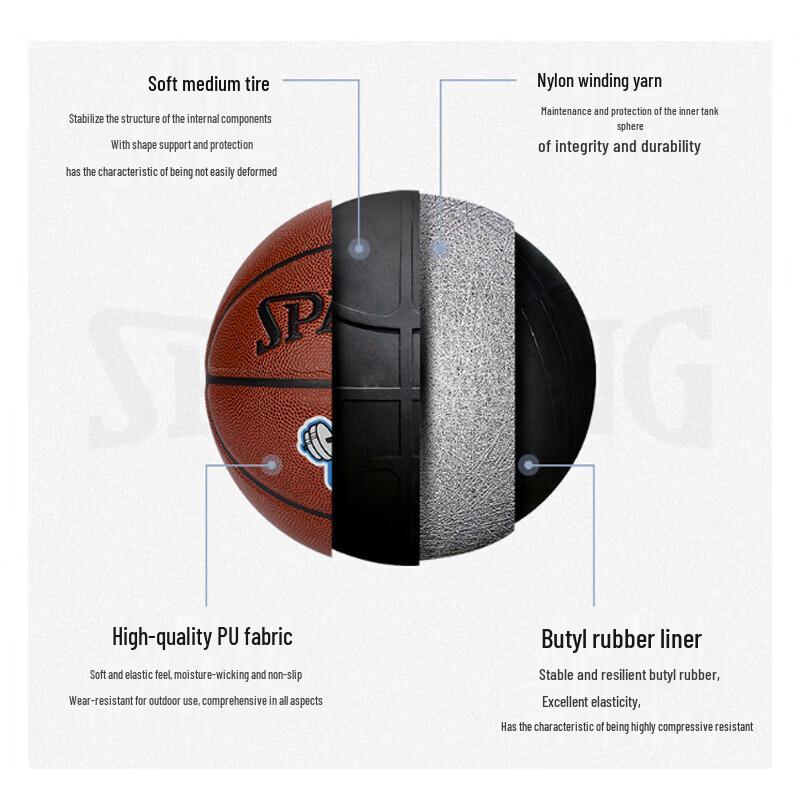 SPALDING Баскетбольный мяч из ПУ-кожи, размер 7