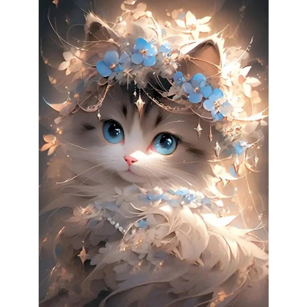 DIY Full Round Diamond Painting Cross Stitch 3D Cute Kitten Animal Scene Home Decorative Art Diamond Painting 5d Diamond Art Painting
