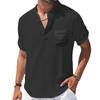 Summer Men's Cotton and Linen Shirts Short-Sleeved Shirt Henry Collar Casual Men's T-shirts Shirts Male Men Clothing