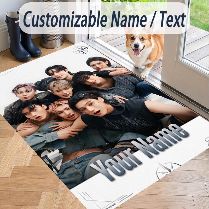 Custom Text ATEEZ Pattern Floor Rug Soft Indoor Carpet Mat Living Room Bedroom