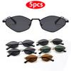 Protective Glasses 1/5Pcs Fashion Small Sunglasses Women Brand Designer Metal Men Polygon Frame Eyeglasses Uv Protection Shades