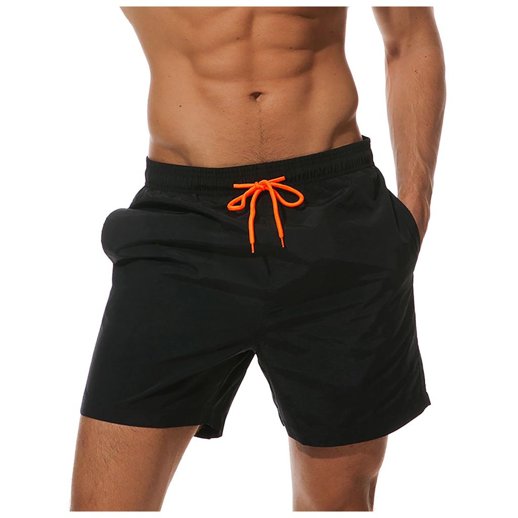 Men's Quick Dry Beach Pants Plain Three Quarter Pants Loose Swim Shorts Workout