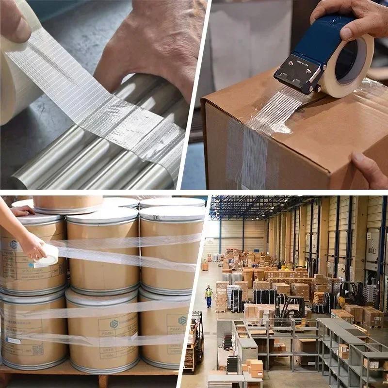 20M Strong Fixation Mesh Tape Transparent Single Side Adhesive Seal Grid Tape Waterproof Strapping Packaging Fiberglass Tapes