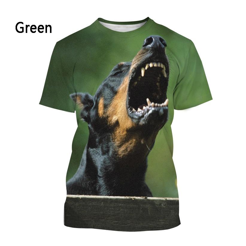 Модные мужские и женские футболки Doberman с 3D-печатью, повседневные, с коротким рукавом
