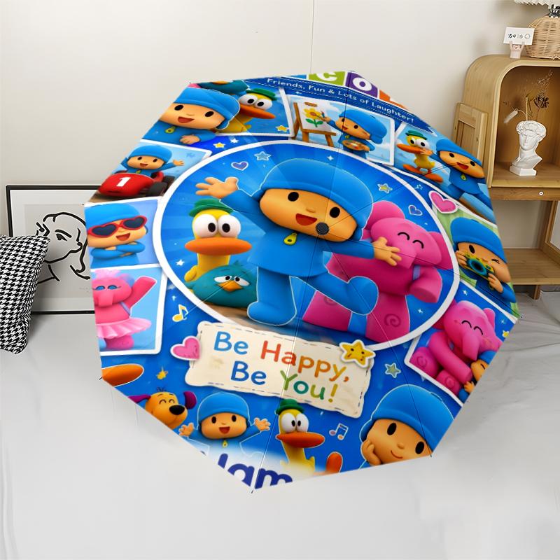 Custom Name Pocoyo Theme Automatic Umbrella, Lightweight & Portable, 8 Rib, Perfect for Outdoor Travel, Birthdays, Christmas, Gifts.