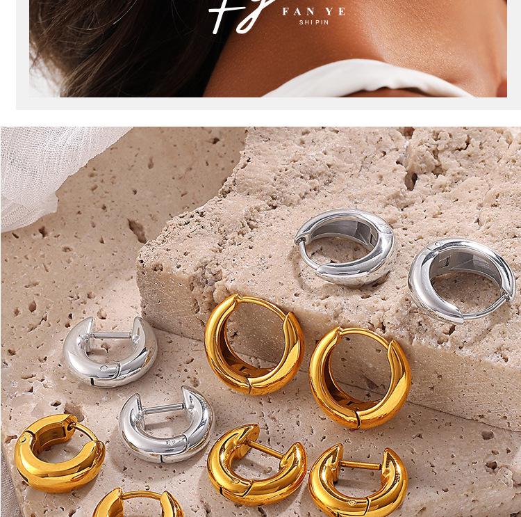 Минималистичные геометрические серьги-кольца из нержавеющей стали с покрытием из 18-каратного золота - Женские украшения в стиле легкой роскоши, холодном стиле