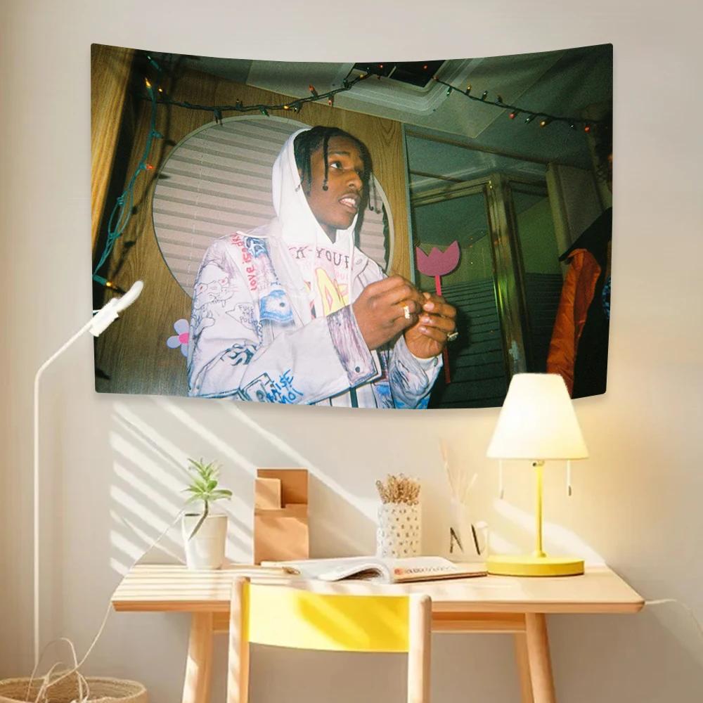 Asap Rocky Флаги Рэпер Гобелен Декор Комнаты Эстетика Музыкальный Альбом Арт Постеры Настенный Декор Спальня Концертный Фон Подарок для Поклонников