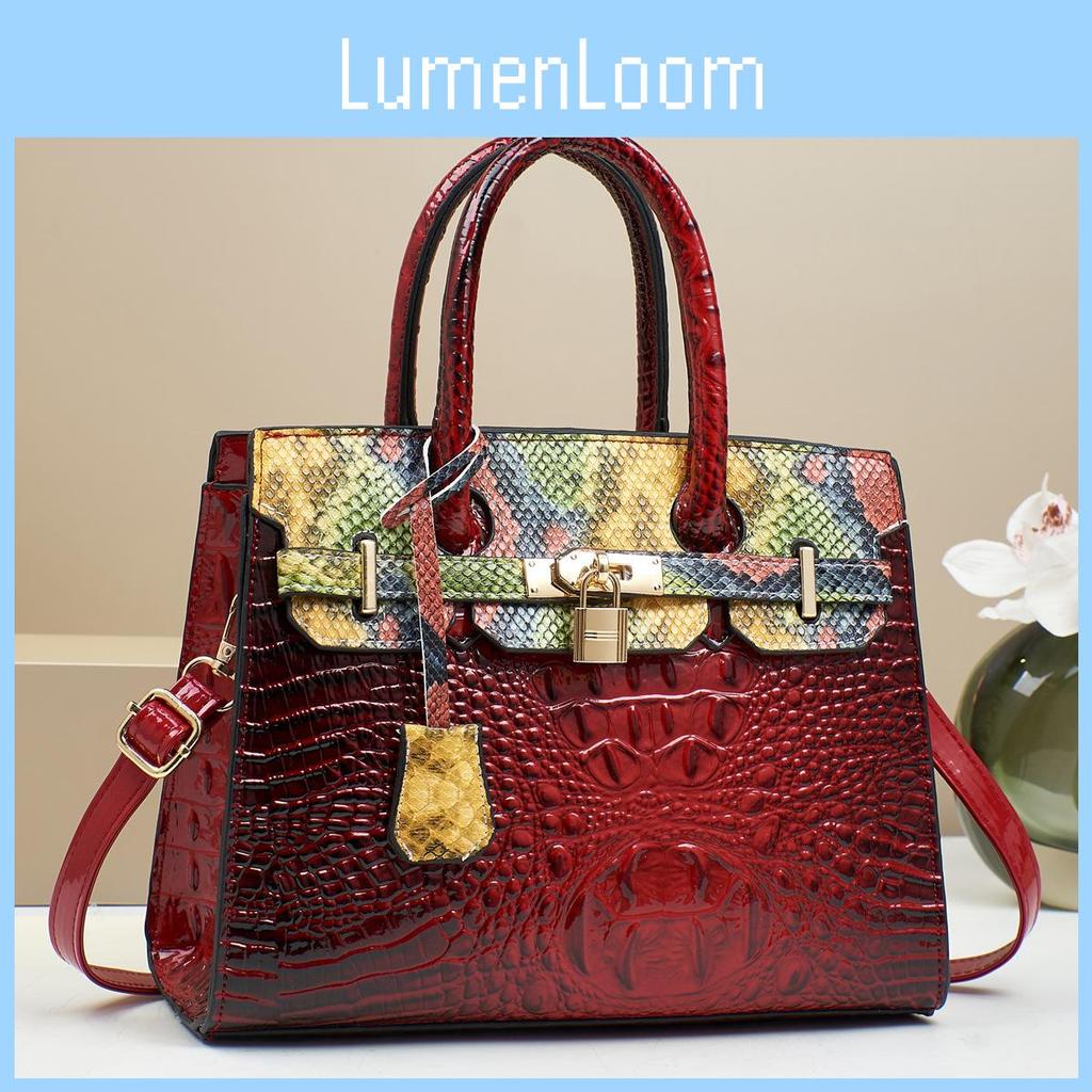 Модная женская сумка через плечо с цветовыми блоками, золотой пряжкой и текстурой крокодила для повседневной носки