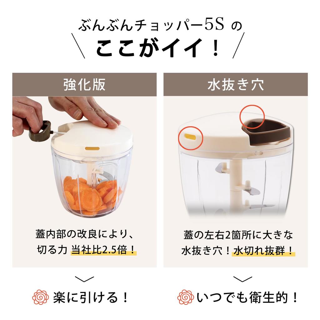 Bunbun Chopper reinforced times washable K&A 5S, version, 2.5 larger, lid, chopper, 900ml, BBC-23