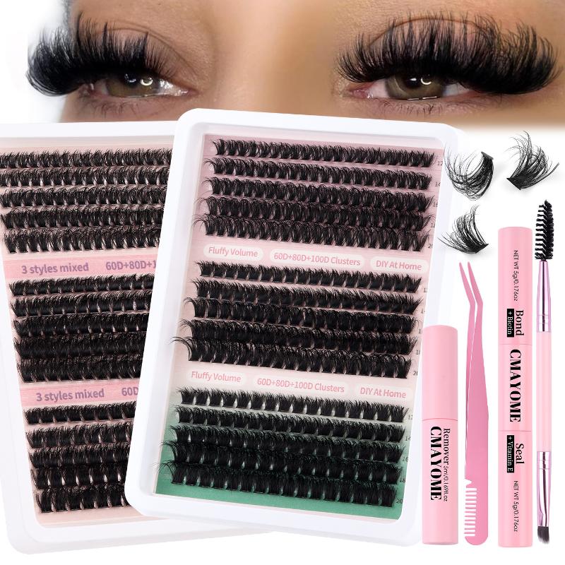 15Rows Diy 5D Fluffy Lash Clusters 80D 100D Thick Eyelash Clusters Wispy Individual Lashes 10-18Mm Cluster Eyelash Extension Kit