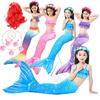 Girls Cosplay Mermaid Tail Mermaids Bikini Wig +Faux Pearl Accessories Swim Set Costume Childrens Swimsuit Kids Clothes for Party Dress Beach