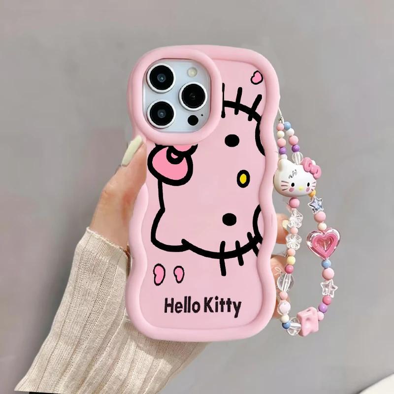 Pink Cute Hello Kitty Cat Chain Casing For OPPO Realme C85 Pro 15 14 Pro C75 C67 C63 C55 C35 C53 C65 C51 C61 5G INS Cartoon Case
