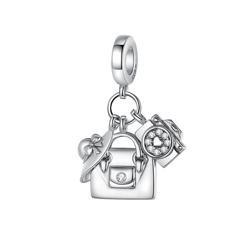 Copper Travel Theme Suitcase Camera Bag Pendant Beads Charms Fit Original Bracelets Women Diy Jewelry Gift