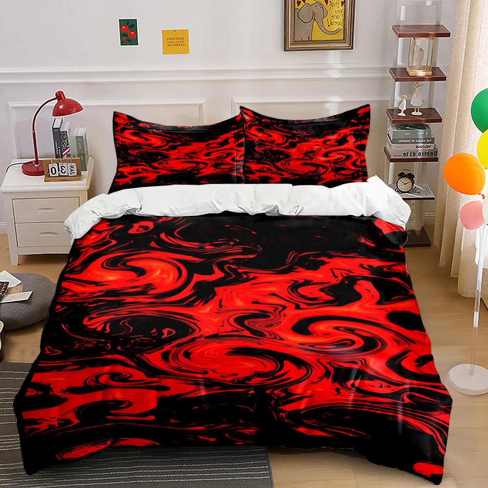 Red and black swirls. Bedding sets Duvet cover sets Duvet covers Pillowcases(1* Duvet Cover 2* Pillowcases without duvet insert)