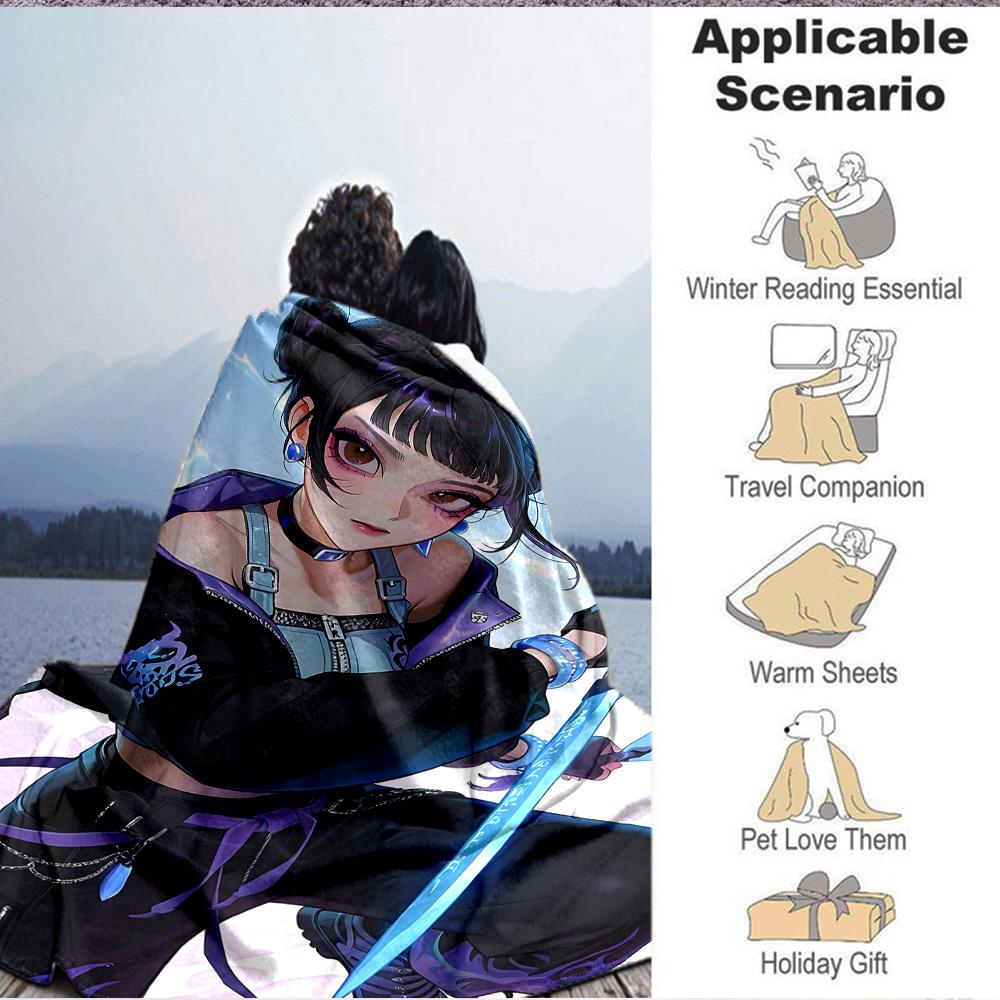 1pc KPop Flannel Throw Blanket HD Printed Lightweight Soft Warm All Season Blanket for Sofa, Bed, Travel, Camping Machine Washable