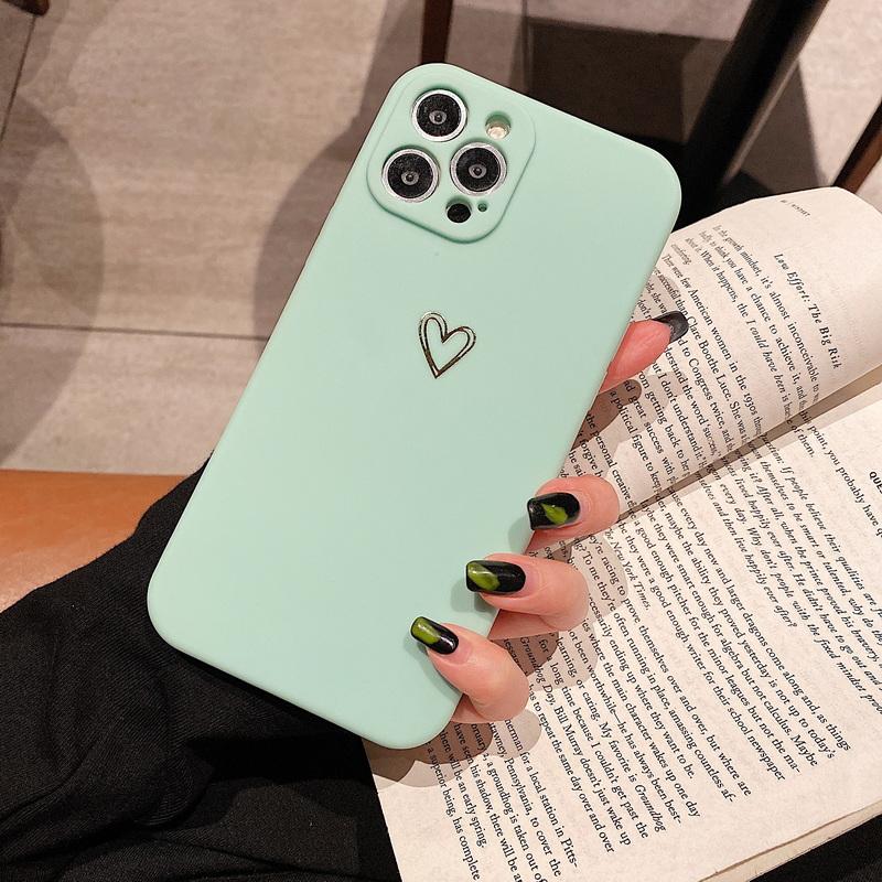 Candy Color Love Heart Case For iPhone 16 Pro Max 15 Pro 14 13 12 11 X XR XS Max 7 8 Plus Shockproof Silicone Phone Case