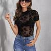 Летняя Сетчатая Кружевная Прозрачная Сексуальная Блузка Женская Y2k Черная С Коротким Рукавом Женская Рубашка Модная Приталенная Повседневная Офисная Женская Топ