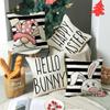 American Easter Pillow Linen Printed Pillow Hand-painted Rabbit Dwarf Pillow Cover Home Supplies