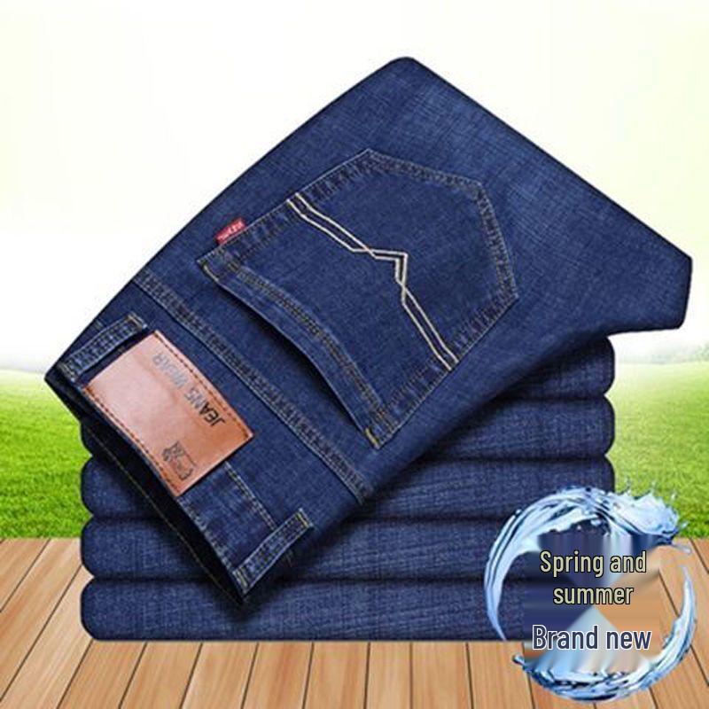 Мужские стрейчевые джинсы больших размеров - Прямые, Свободного кроя, Повседневная деловая одежда, Осень/Зима