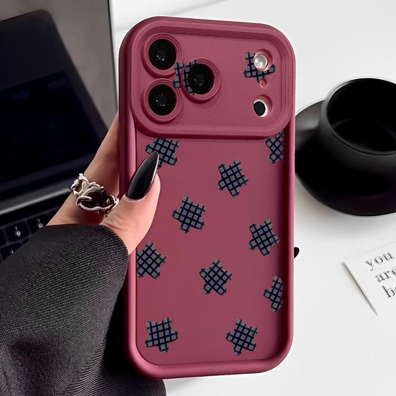 Клетчатый чехол для телефона с узором пентаграммы для iPhone 17 Air 16e 15 16 Pro Max 14 16 Plus 13 12 Pro Max 11 Мягкая силиконовая задняя крышка из ТПУ