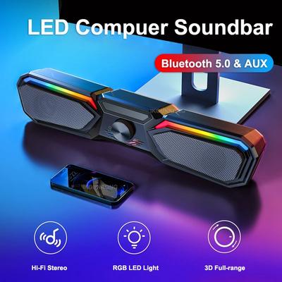 Светодиодные компьютерные колонки Звуковая панель для телевизора Bluetooth-колонка AUX USB Проводная и беспроводная система домашнего кинотеатра Звуковая панель для ПК RGB