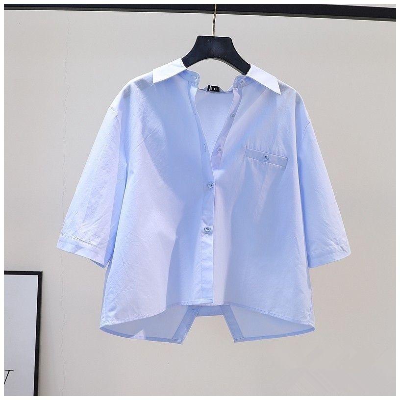 Женская однотонная повседневная рубашка в тон, простой свежий сладкий топ