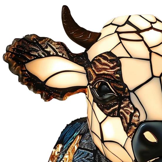 Настольная лампа в виде коровы Highland, прикроватная тумбочка с питанием от USB, ночник в виде животного, настольная лампа из смолы в виде коровы для спальни, гостиной, офиса