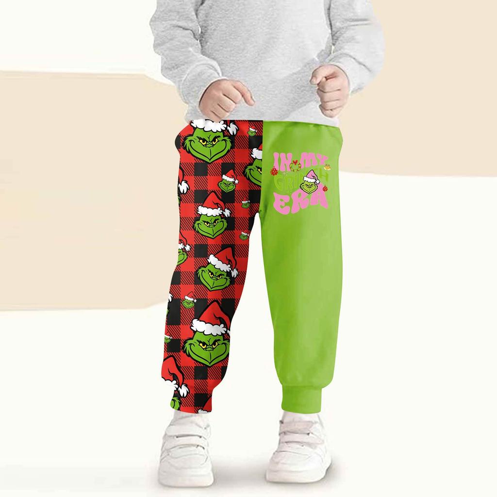 Kids' Fashion Christmas Print Loose-Fit Waistband Casual Sweatpants